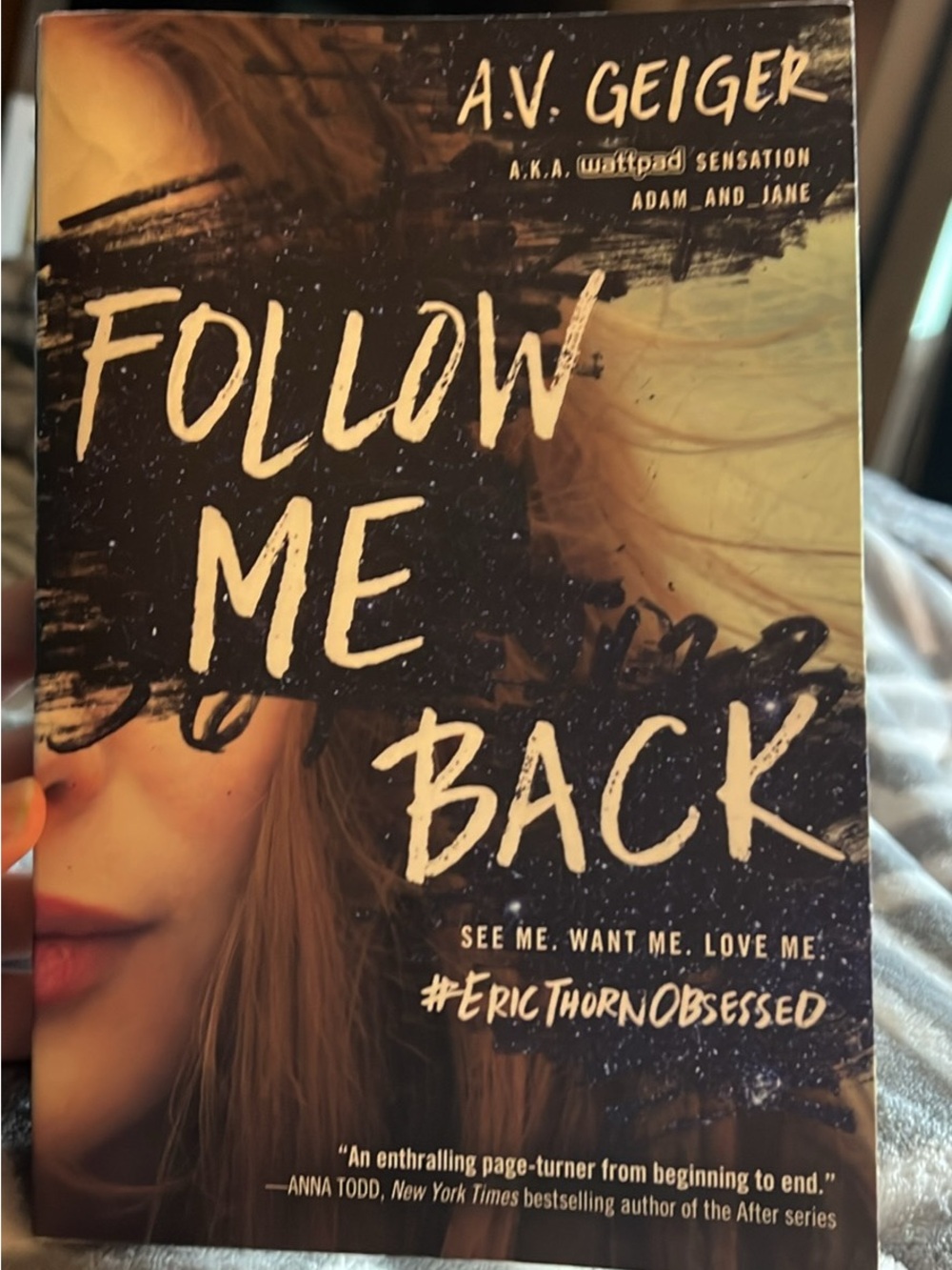 Follow Me Back by A.V. Geiger - Dark Blue & Cream Cover